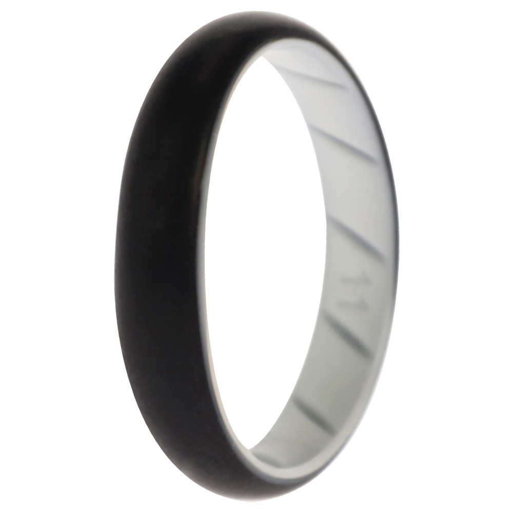 Silicone Wedding BR Solid Ring - White-Black by ROQ for Women - 11 mm Ring